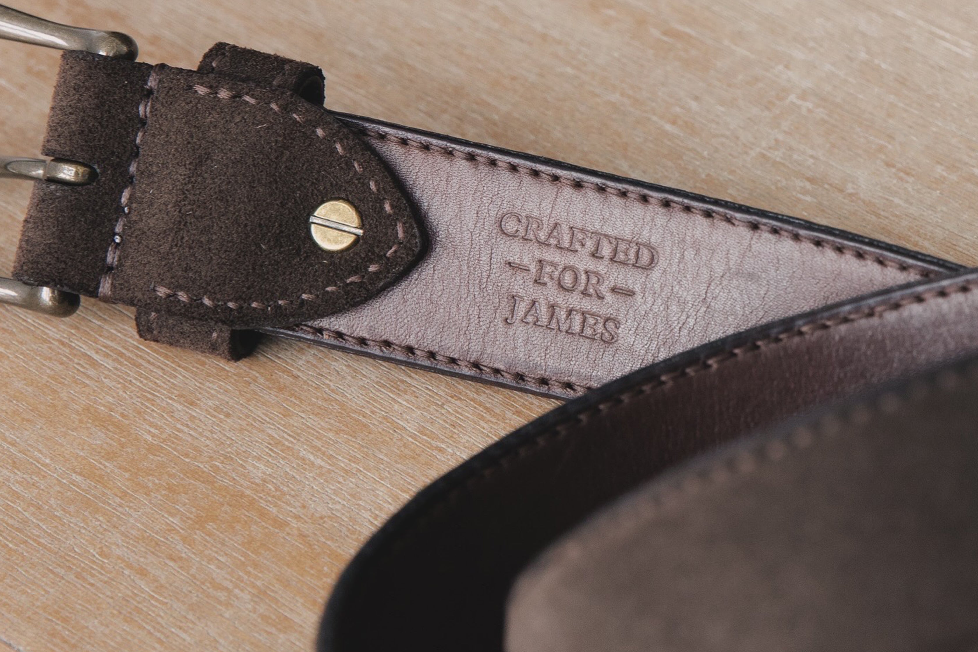 Handmade dark brown suede belt with antique finish solid brass buckle. Hand stitched, lined and customizable