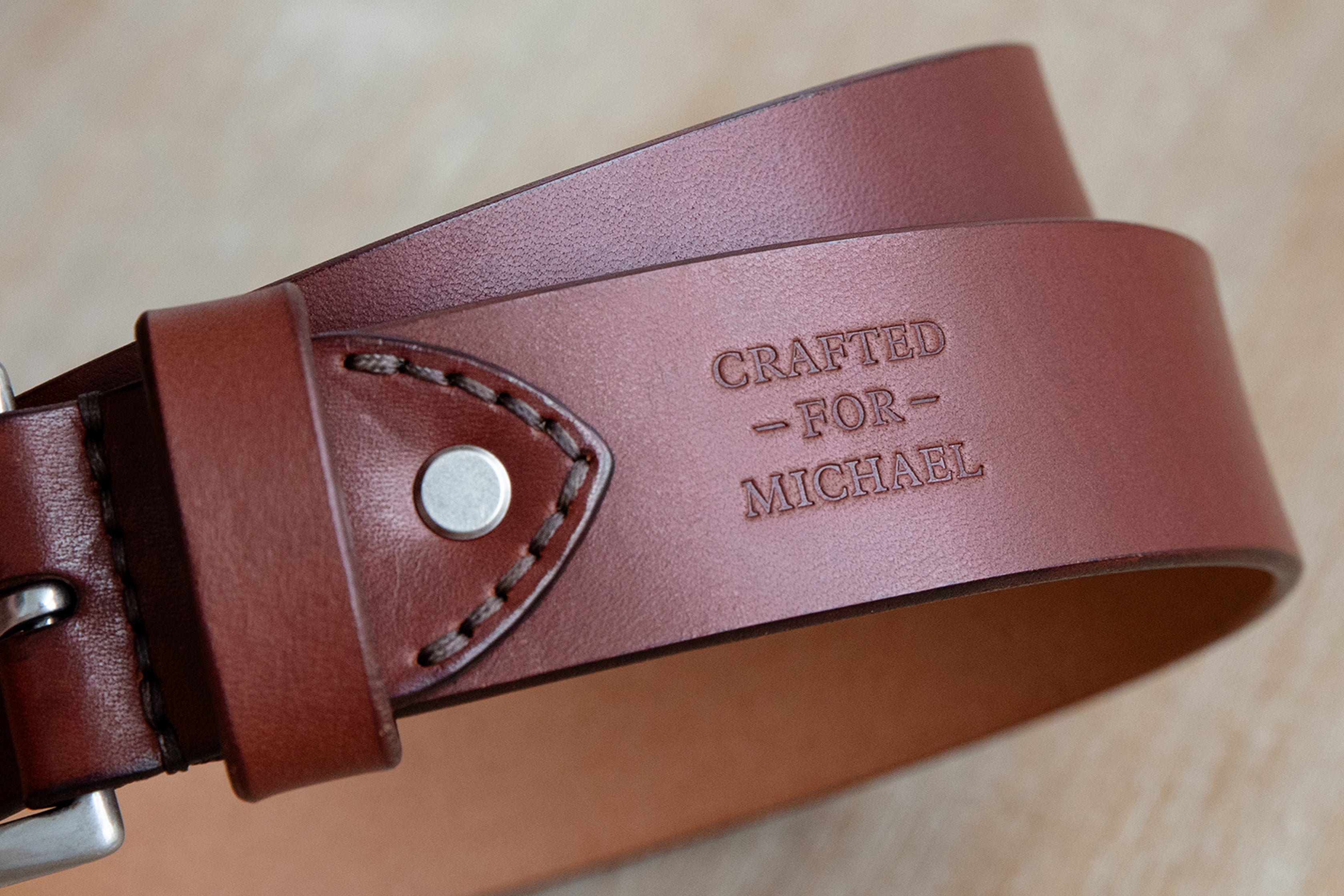 Handmade Spanish Brown Italian leather belt with brushed nickle finish solid brass buckle