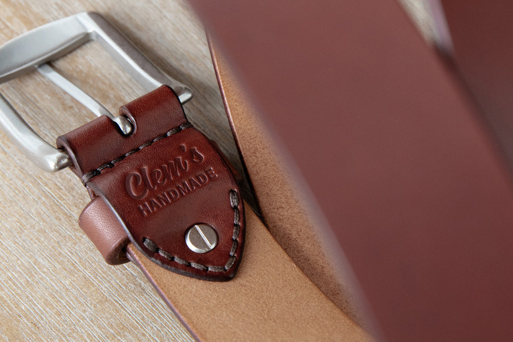 Handmade Spanish Brown Italian leather belt with brushed nickle finish solid brass buckle